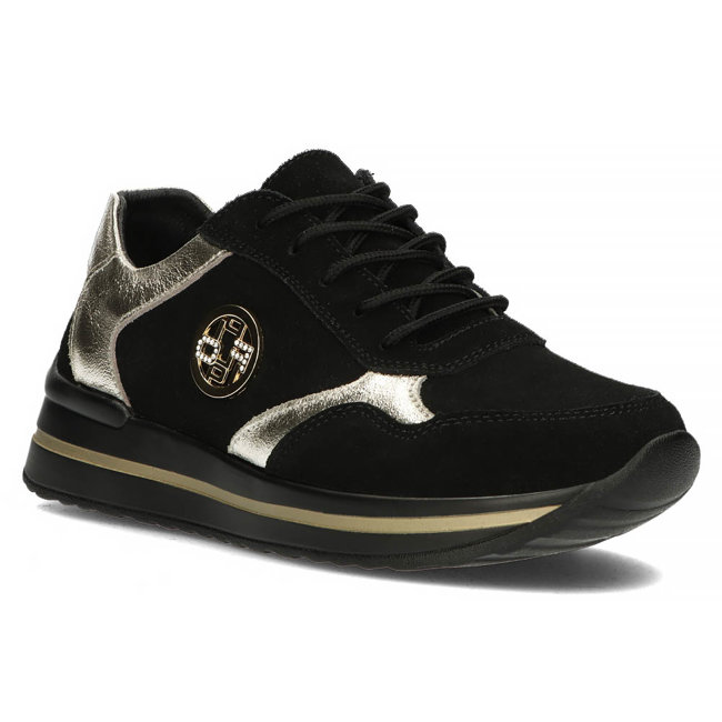 Černé kožené sneakersy Filippo DP3544/22 BK
