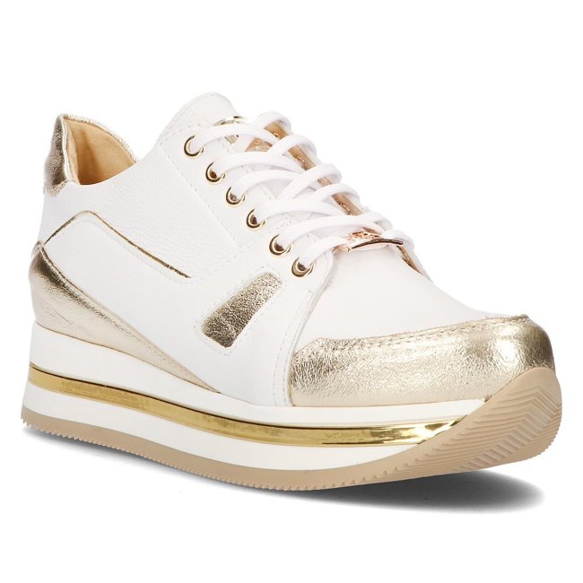 Kožené sneakersy Filippo 092 bílé a zlaté