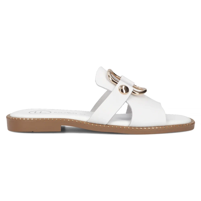 Bílé kožené pantofle Filippo DK6264/24 WH