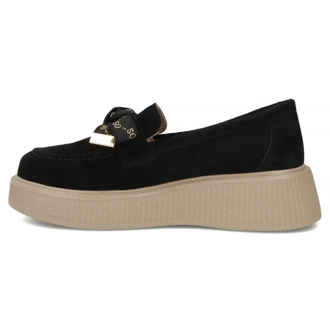 Černé kožené polobotky na platformě Filippo DP8293/26 BK
