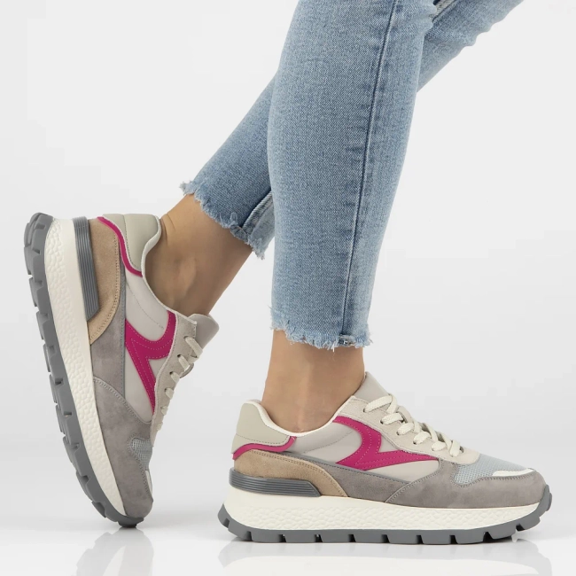 Šedé kožené sneakersy Filippo DP7070/25 GR