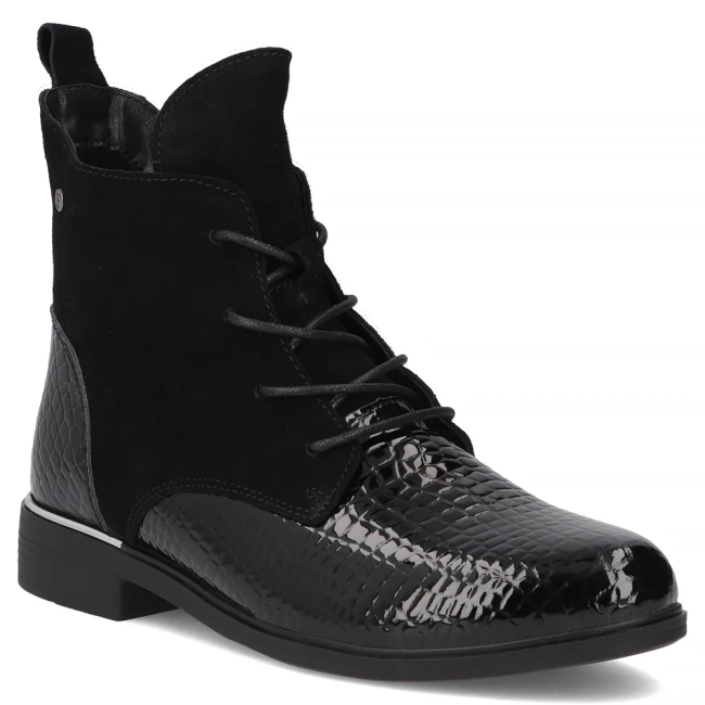 Černé kožené kotníkové boty Filippo DBT4749/26 BK CR