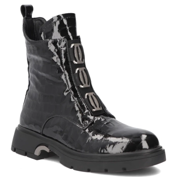 Černě kožené kotníkové boty Filippo DBT8015/26 BK CR