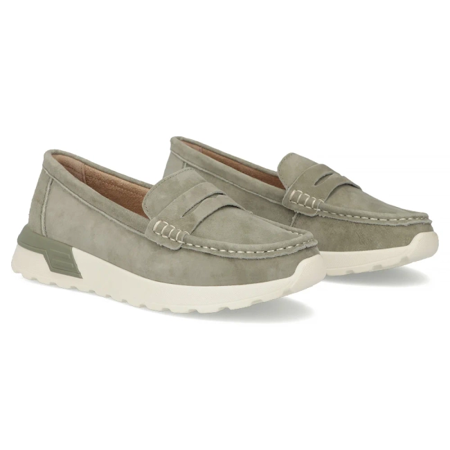 Khaki kožené mokasíny Filippo DP7528/26 KH