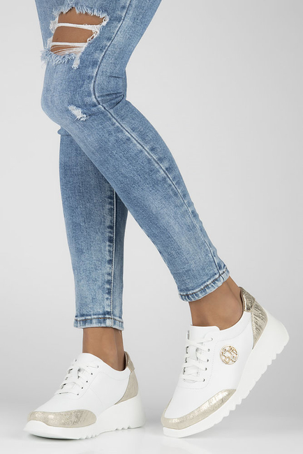Bílé kožené sneakersy Filippo DP4591/23 WH