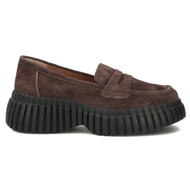 Hnědé kožené polobotky na platformě Filippo DP8278/26 D BR