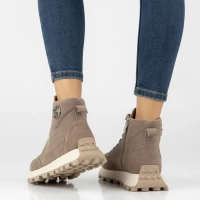 Taupe kožené kotníkové boty na platformě Filippo DBT7160/26 TP