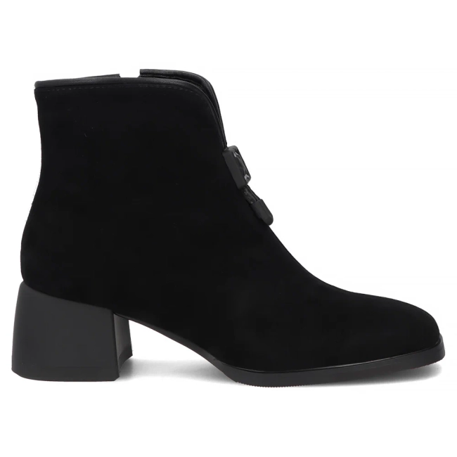 Černé kožené kotníkové boty na podpatku Filippo DBT8200/26 BK