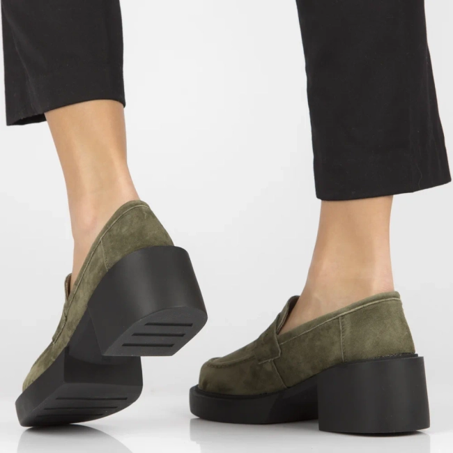 Khaki kožené polobotky Filippo DP4685/23 KH