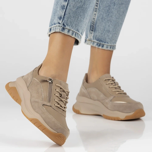 Taupe kožené sneakersy Filippo DP6435/24 TP