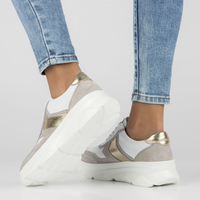 Bílo- šedé kožené sneakersy Filippo DP4579/23 WH GR