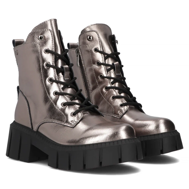 Gun metal kožené kotníkové boty Filippo DBT6438/24 GN
