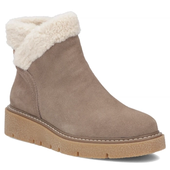 Taupe kožené kotníkové boty Filippo DBT7934/26 TP