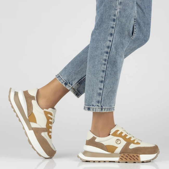 Béžové kožené sneakersy Filippo DP6447/24 BE