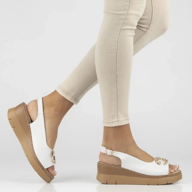 Bílé kožené sandály Filippo DS7648/26 WH