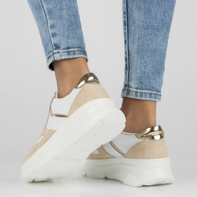 Bílo- béžové kožené sneakersy Filippo DP4579/23 WH BE