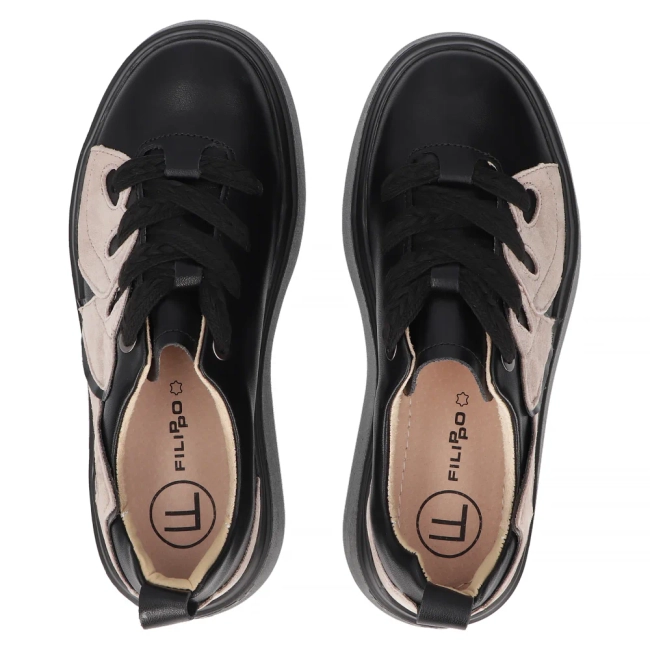 Černé kožené sneakersy Filippo DP6684/24 BK