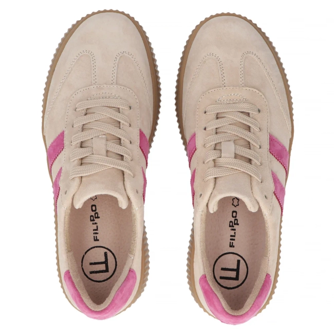 Béžovo-růžové kožené sneakersy Filippo DP6776/25 BE FH
