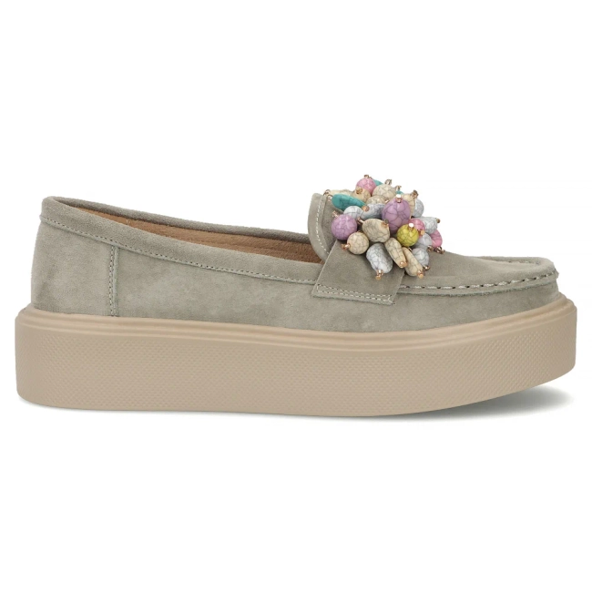 Khaki kožené mokasíny Filippo DP6765/26 KH