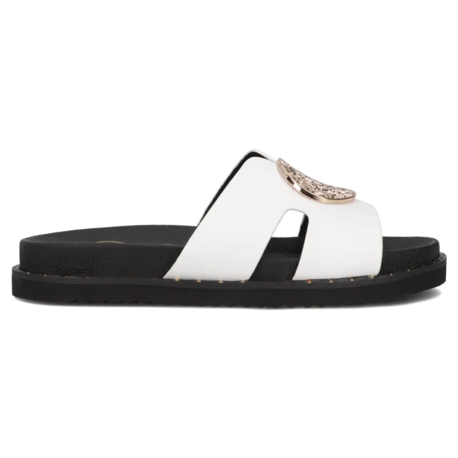 Bílé kožené pantofle Filippo DK7050/25 WH