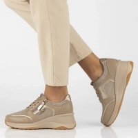 Taupe kožené sneakersy Filippo DP6434/24 TP