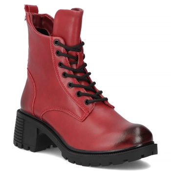 Červené kožené kotníkové boty Filippo DBT6501/26 RD