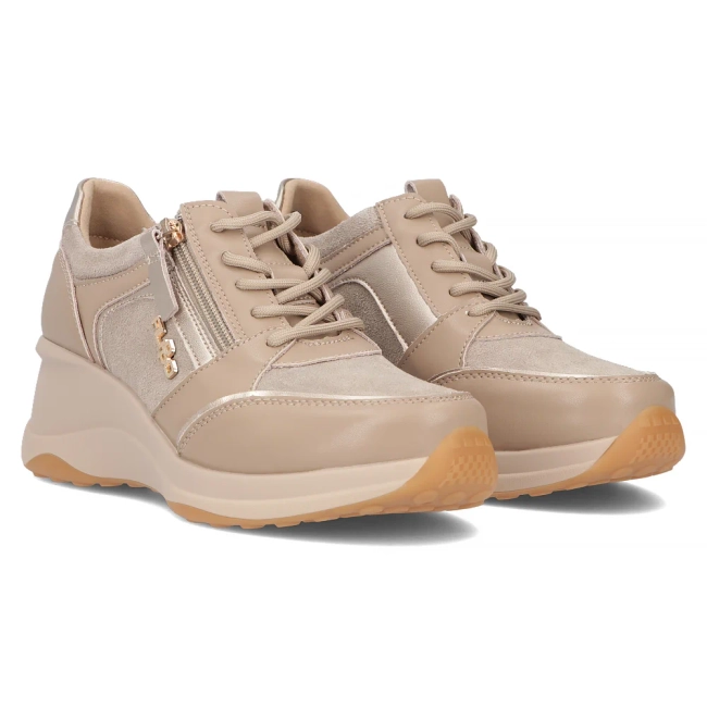 Taupe kožené sneakersy Filippo DP6434/24 TP