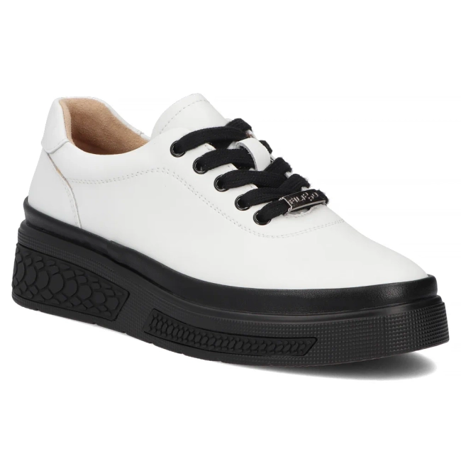 Bílé kožené polobotky na klínku Filippo DP8326/26 WH