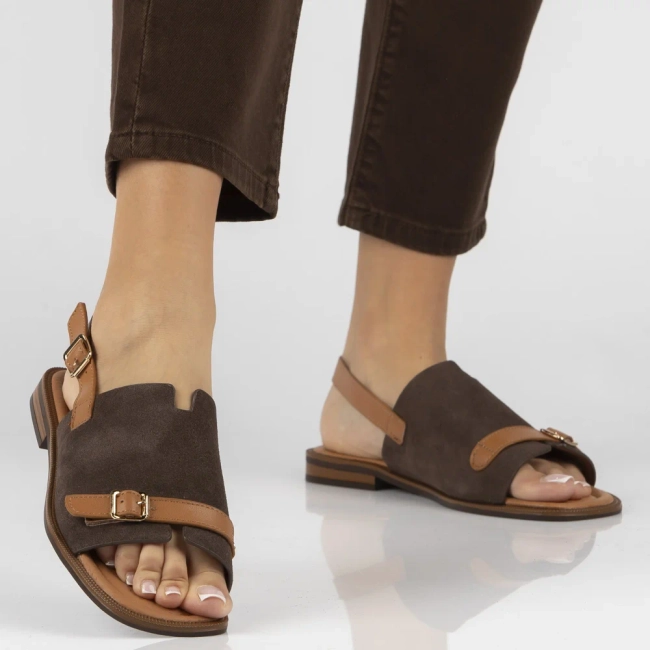 Hnědé kožené sandály Filippo DS7757/26 D BR