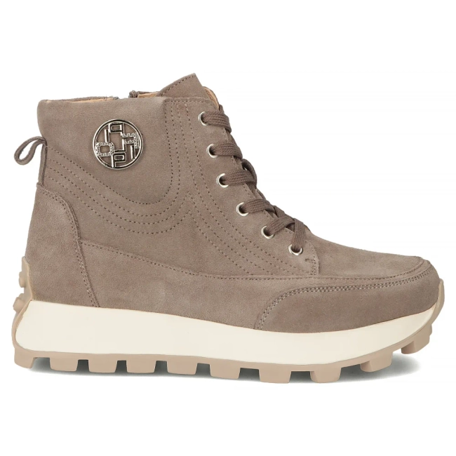 Taupe kožené kotníkové boty na platformě Filippo DBT7160/26 TP