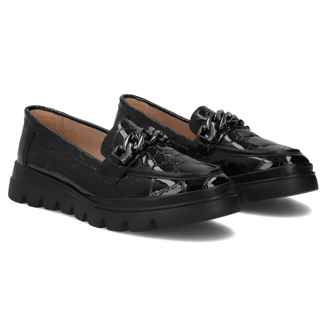 Černé kožené polobotky na klínku Filippo DP8004/26 BK