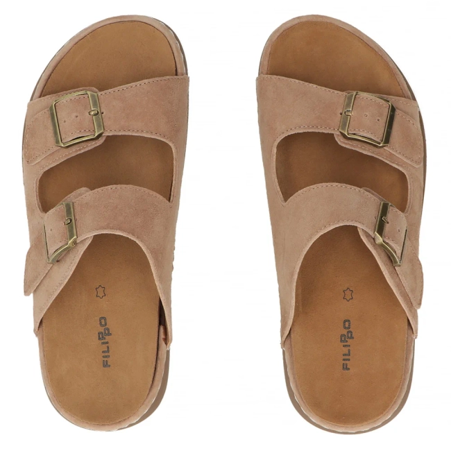 Hnědé kožené pantofle Filippo DK7802/26 BR