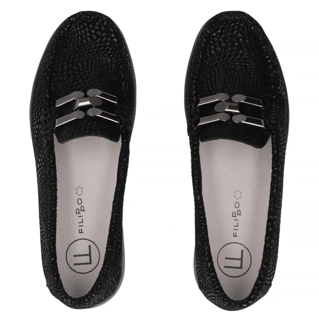 Černé kožené polobotky Filippo DP7652/26 BK PT