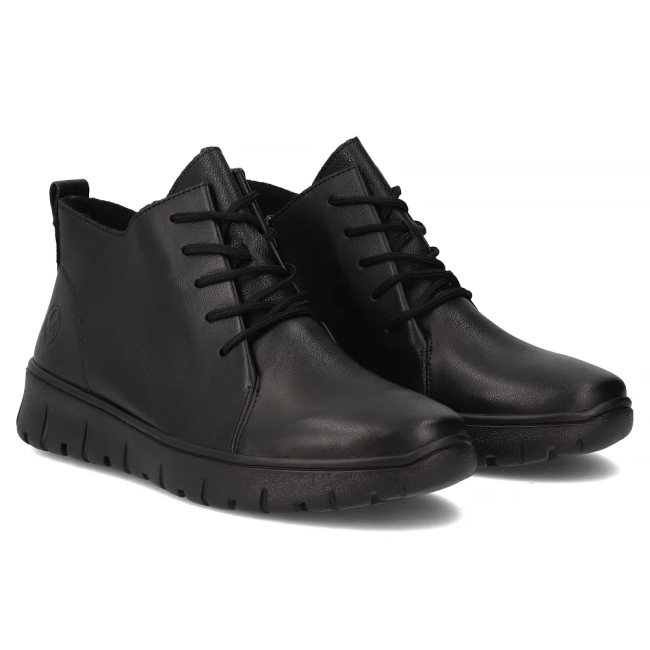 Černé kožené kotníkové boty Rieker N1331-00