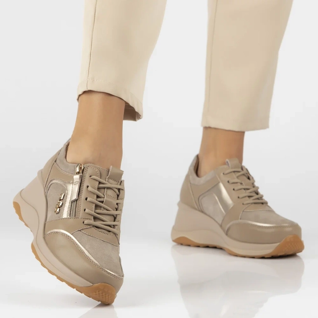Taupe kožené sneakersy Filippo DP6434/24 TP