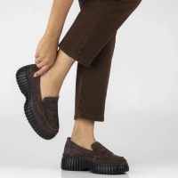 Hnědé kožené polobotky na platformě Filippo DP8278/26 D BR