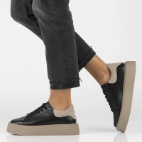 Béžovo-černé kožené tenisky na platformě Filippo DP6119/26 BK BE