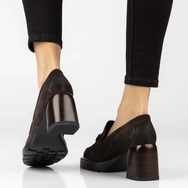 Hnědé kožené polobotky na podpatku Filippo DP8169/26 D BR