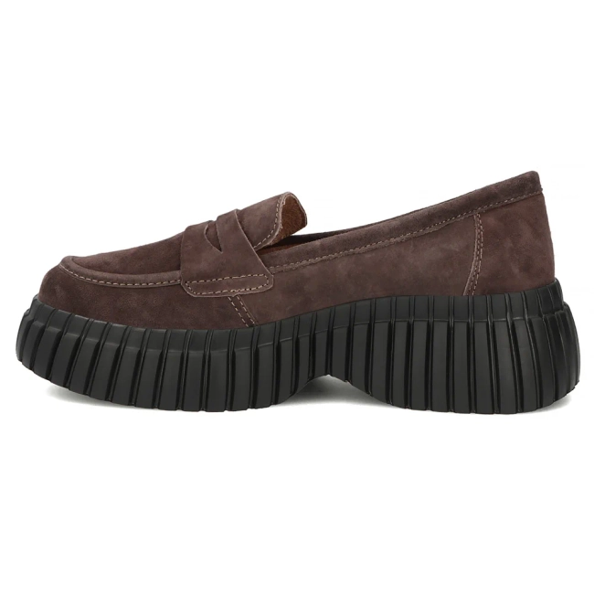 Hnědé kožené polobotky na platformě Filippo DP8278/26 D BR