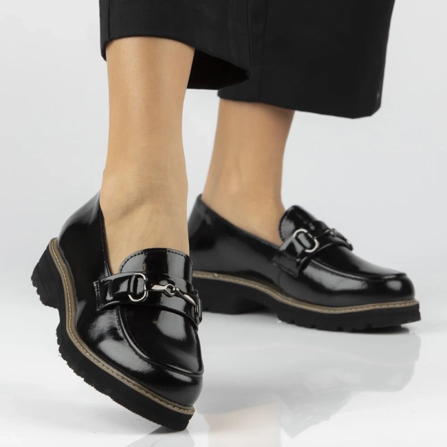 Černé kožené polobotky Filippo DP7654/26 BK L