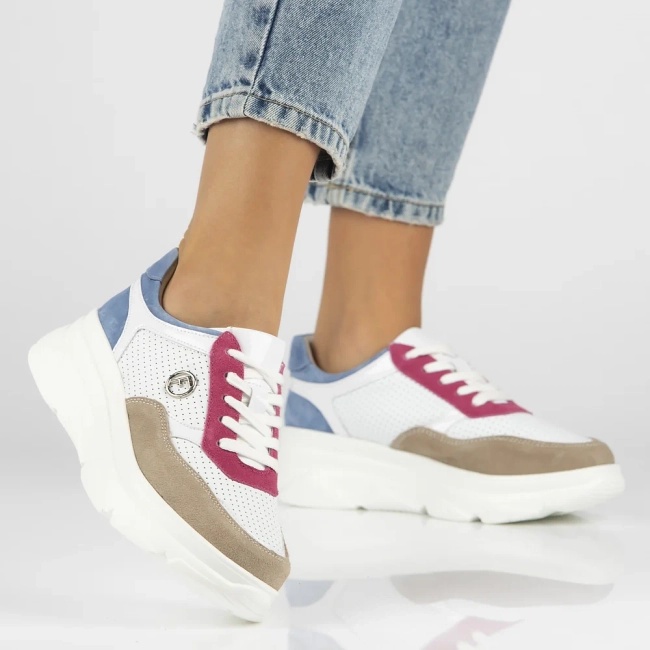 Bílo- růžové kožené sneakersy Filippo DP6108/24 WH FH