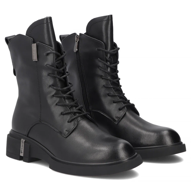 Černě kožené kotníkové boty Filippo DBT8025/26 BK