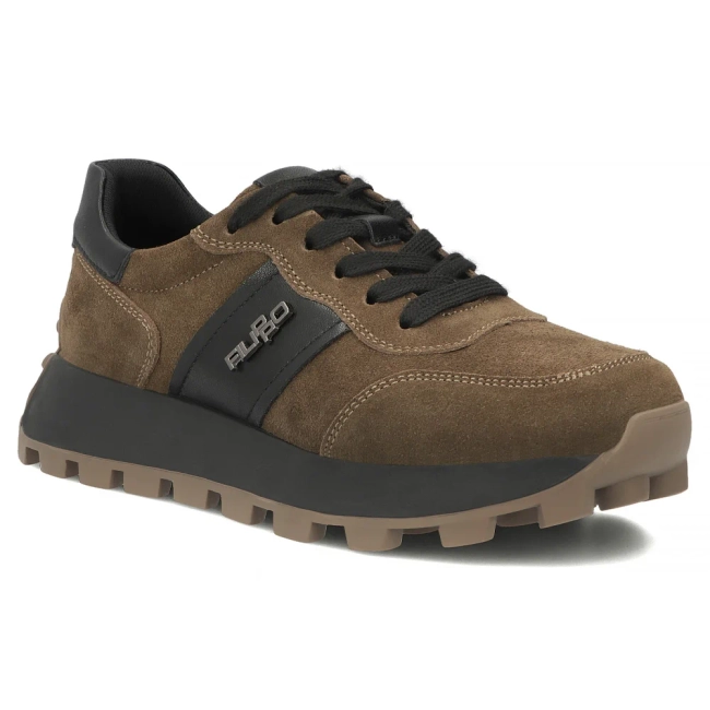 Khaki kožené tenisky Filippo DP7983/26 KH BK
