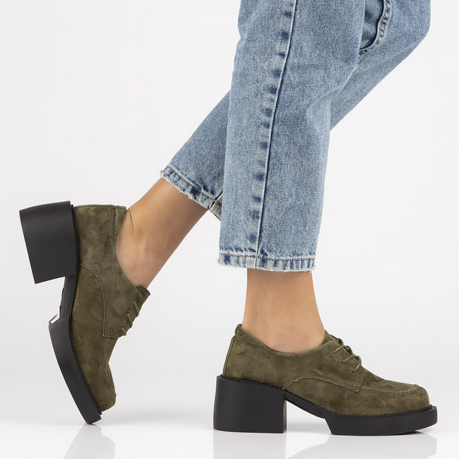Khaki kožené polobotky Filippo DP4919/23 KH