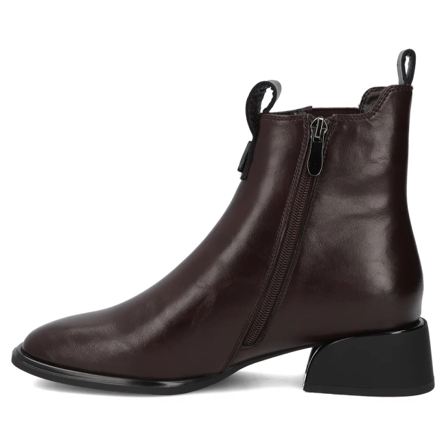 Hnědé kožené kotníkové boty na podpatku Filippo DBT8136/26 BR