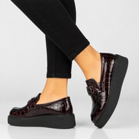 Bordové kožené polobotky na platformě Filippo DP8294/26 BG