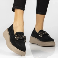 Černé kožené polobotky na platformě Filippo DP8293/26 BK