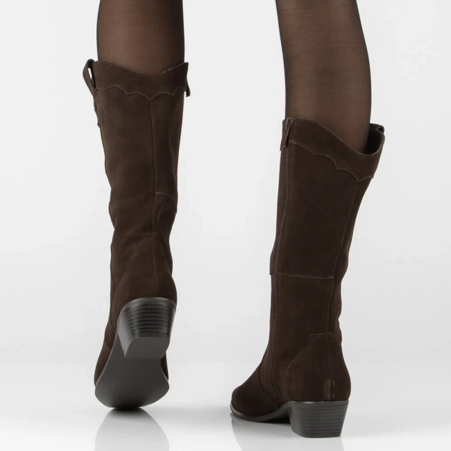 Hnědé kožené kozačky v kovbojském stylu Filippo DKZ8221/26 D BR