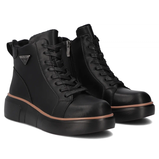 Černé kožené kotníkové boty Filippo DBT6452/26 BK