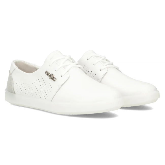 Bílé kožené polobotky Filippo DP6014/24 WH